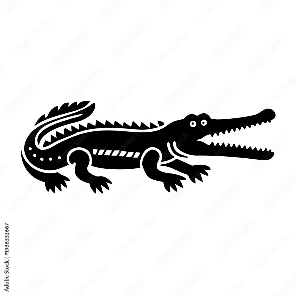 Obraz premium gharial silhouette icon illustration for reptile wildlife river predator and nature design