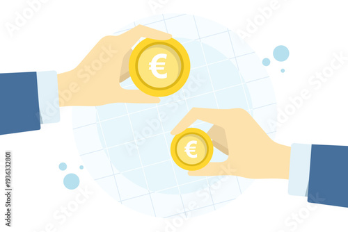 Vector illustration of euro coin highlighting gender pay gap, income inequality, salary disparity, wage issues, and gender diversity in the workplace, modern flat design for finance and social concept
