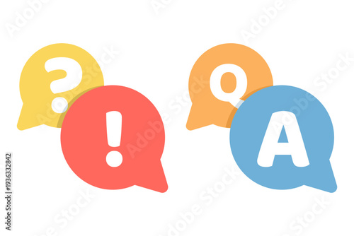 cartoon vector illustration of Q&A concept, QA letters, question and answer section icon, FAQ, customer support, communication, modern flat design for business and helpdesk concept.