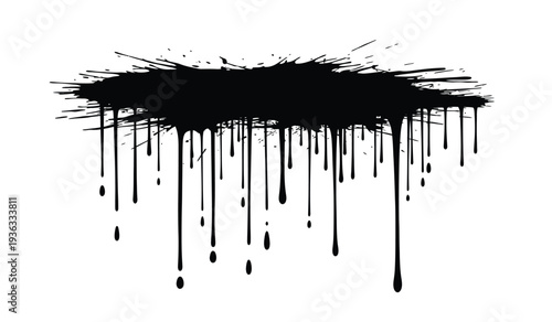Black paint drips and splatters with abstract artistic texture