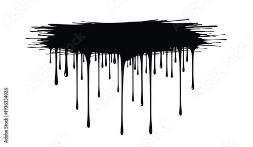 Black paint dripping down from a messy brush stroke