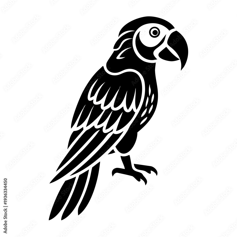 Fototapeta premium parrot silhouette icon illustration for tropical bird wildlife jungle and nature design
