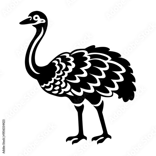 ostrich silhouette icon illustration for wildlife african bird savanna and nature design