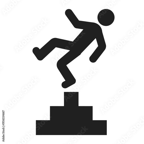 A person falling off a pedestal due to a slippery surface underneath. isolated on white background, Vector, illustration