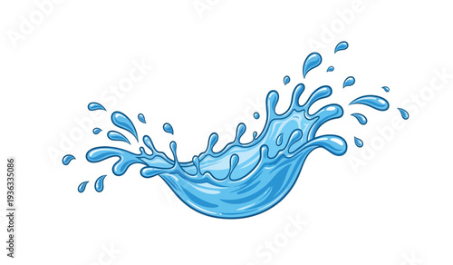 A splash of blue water droplets creating a dynamic wave