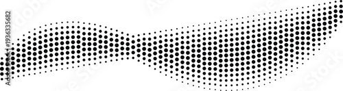 Halftone wave pattern illustration with black dots on white background