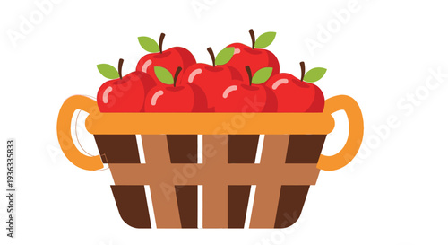 Basket overflowing with bright red ripe apples perfect for autumn harvest celebrations and cooking