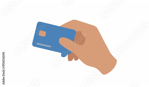 Hand holding credit card flat vector illustration payment banking financial concept isolated on white