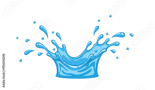 Blue water splash on a with droplets flying everywhere in all directions