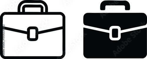 Corporate Professionalism and Employment Graphics, Dual-Style Executive Briefcase Vector Set, Workplace Portfolio and Office Bag Symbols.