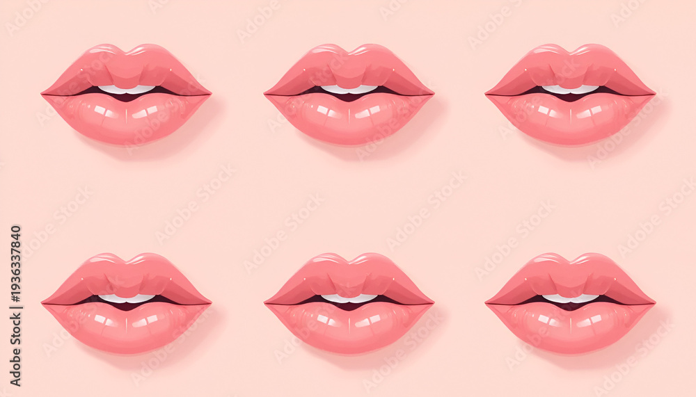 Obraz premium Collection of Female Lip Shapes Beauty Makeup Illustration Set