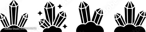 Black Crystal Gemstone Icon Collection