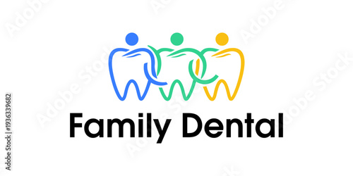dental family logo design illustration