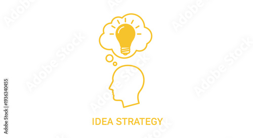 Silhouette of a human head shows a glowing lightbulb within a thought bubble symbolizing a bright new idea or innovative strategy concept.