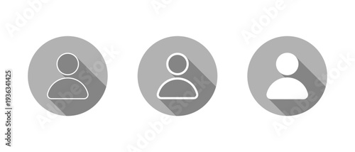User profile icon set. Default avatar symbol with long shadow