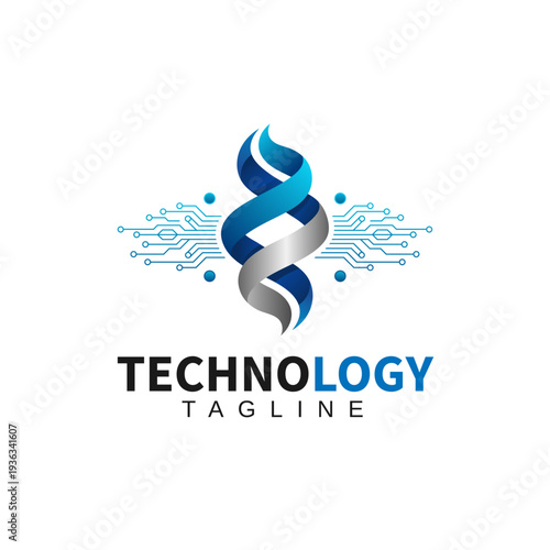 Creative technology logo design with futuristic symbol and high-tech icon for business identity
