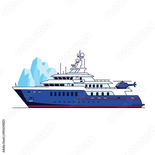 Luxury Yacht with Helicopter and Icebergs - Arctic Expedition