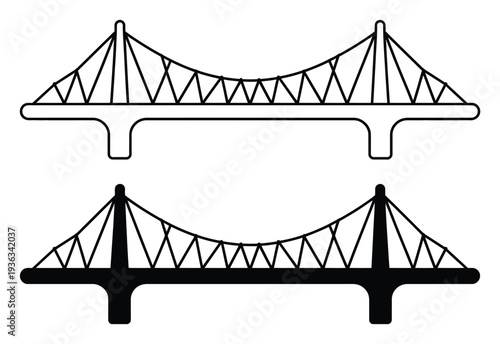 Suspension Bridge Silhouette Vector Illustration