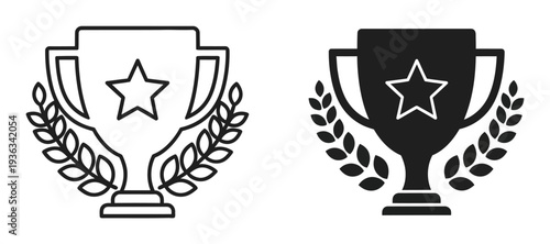 Trophy Cup with Laurel Wreath Vector Illustration