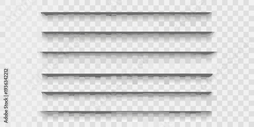 Realistic shadow effects of floating shelves on a transparent background