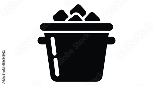 Stainless Steel Ice Bucket Icon with Ice Cubes, Perfect for Bar, Restaurant, and Beverage Cooling Services