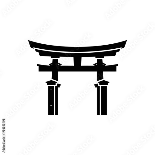 Japanese Torii Gate Silhouette - Traditional Shinto Shrine Entrance