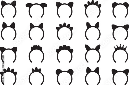 Collection of black cat ear headbands assorted designs decorative fashion accessories