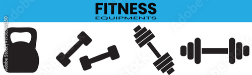 Set of 4 fitness icons vector