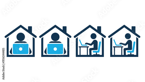 Work From Home Remote Work Home Office Icon Set