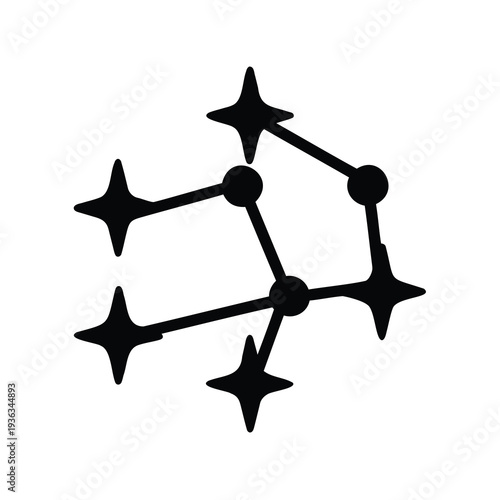 Abstract constellation with starbursts and lines in a minimalist style design