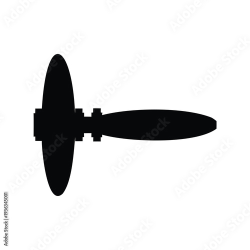 Black Silhouette of an Old Fashioned Crank Telephone Handset with Handle