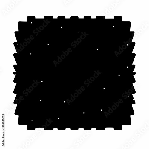 Abstract Black Geometric Pattern with White Dots on a White Background