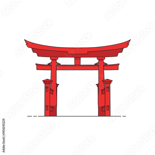 Red Japanese Torii Gate - Traditional Shinto Shrine Entrance