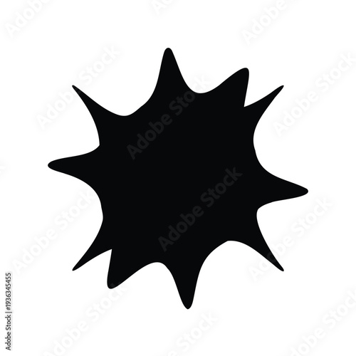 Black Burst Shape Vector Illustration on White Background Design Element