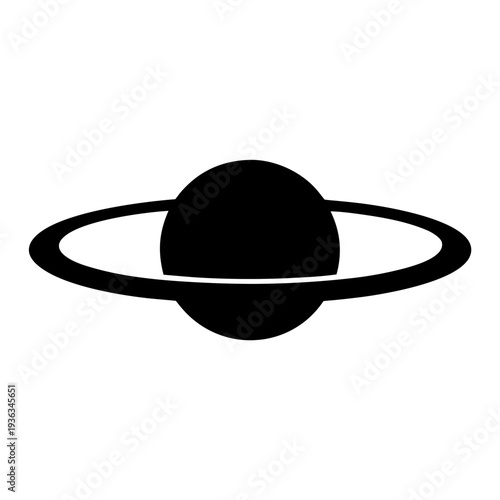 A Minimalist Black and White Depiction of a Ringed Planet in Space