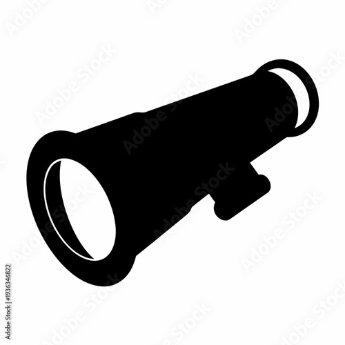 Black silhouette of an antique cannon, a symbol of naval warfare