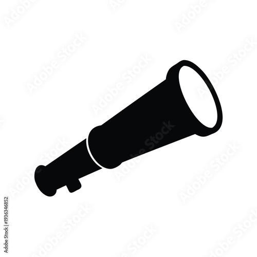 Black Silhouette Image of a Telescope for Observing Stars and Planets