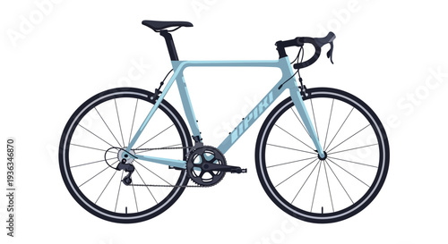 Light Blue Road Bicycle - Modern Sport Equipment Isolated on White