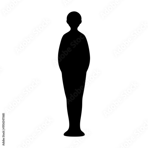 Minimalist black silhouette of a human figure on a white background
