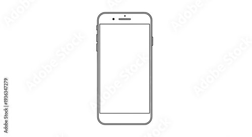 Modern Smartphone Outline Icon, Minimalist Mobile Phone Graphic