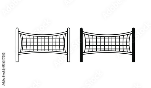 Two volleyball nets with different post styles