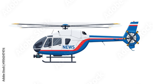 News Helicopter with Camera - Aerial Reporting Vehicle
