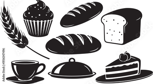 Running and fitness icons in black and white style