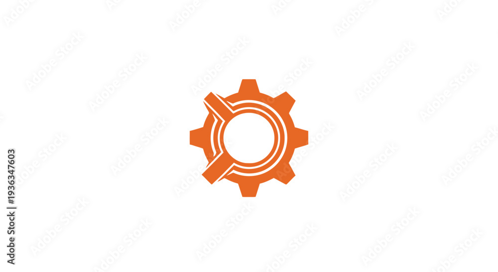 Obraz premium Orange Gear Cog Mechanism Icon on White Background - Industrial Concept