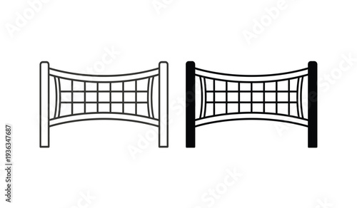 Two volleyball net posts with and without shading