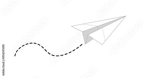 Origami Paper Airplane Flying with Dotted Line Path