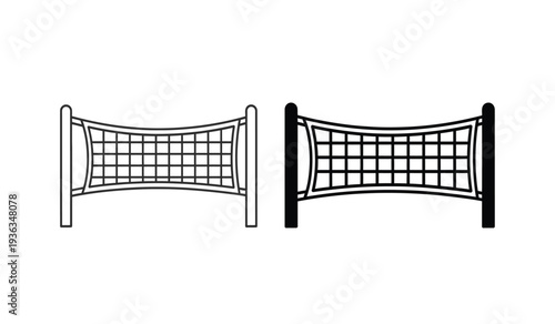 Two volleyball net illustrations in black and white on a pure
