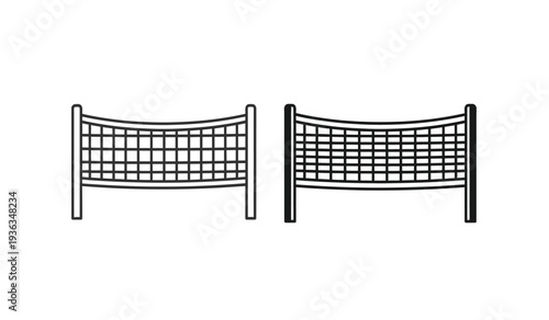Two volleyball nets side by side on a pure for sports and athletic use