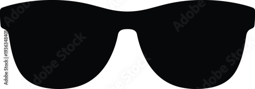 Black solid silhouette icon of classic sunglasses with wide rounded lenses and thick frames, representing fashion accessory, summer style, cool vibe, and eyewear design for graphic projects.