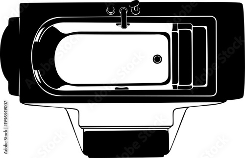 Aerial view of a bathtub with plumbing fixtures